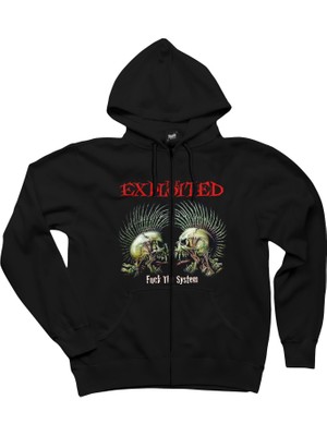 The Exploited Siyah Fermuarlı Kapşonlu Sweatshirt