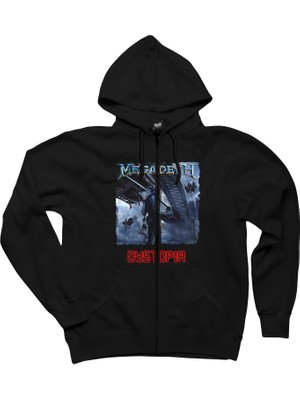 Megadeth Dystopia Siyah Fermuarlı Kapşonlu Sweatshirt