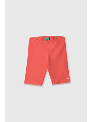 United Colors Of Benetton  Pamuk Karışımlı Nakış Detaylı Kısa Tayt Kız Çocuk Tayt BNTG21761