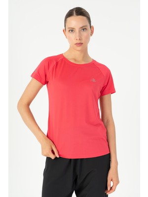 Maraton SlimFit Kadın Bisiklet Yaka  Mercan T-shirt