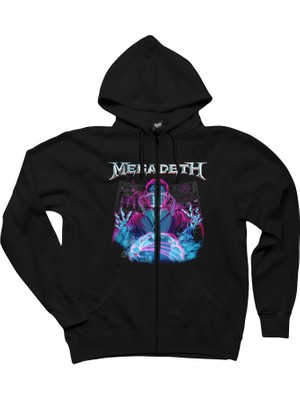 Megadeth Ruler Of The World Siyah Fermuarlı Kapşonlu Sweatshirt