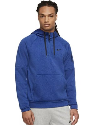 Nike Therma-Fit Erkek Mavi Kapüşonlu Sweatshirt