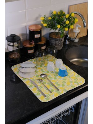 Bulaşık Kurutma Matı Kurulama Bezi Kurutma Örtüsü Tezgah Üstü Bulaşıklık 35X45 cm Yıkanabilir 006