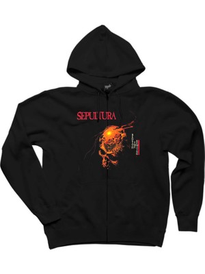 Z zepplin Sepultura Beneath The Remains Siyah Fermuarlı Kapşonlu Sweatshirt