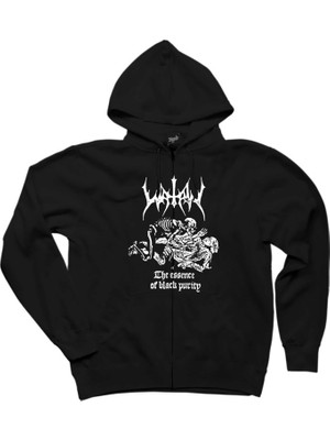 Z zepplin Watain The Essence Of Black Purity Siyah Fermuarlı Kapşonlu Sweatshirt