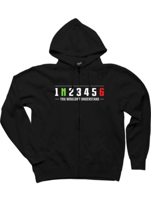 Z zepplin Motocycle Gears Siyah Fermuarlı Kapşonlu Sweatshirt