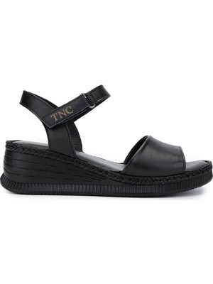 Tamer Tanca Kadın Hakiki Deri Siyah Deri Comfort Sandalet 1107 108 Bn Sndlt Y25 Sıyah Dr