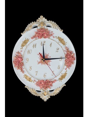 Klasik Polyester Güllü Duvar Saati