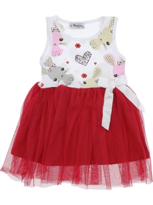 Kız Çocuk Elbise Tüllü Baskılı