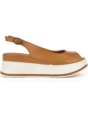 Ziya, Kadın Hakiki Deri Topuklu Sandalet 151992Z50000 Taba