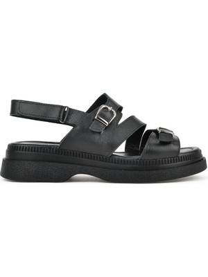 Ziya, Kadın Hakiki Deri Dolgu Topuk Sandalet 1511020Z6122 Siyah