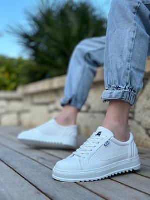 Ba0323 Boa Kalın Tırtık Yüksek Taban Beyaz Bağcıklı Spor Erkek Ayakkabı