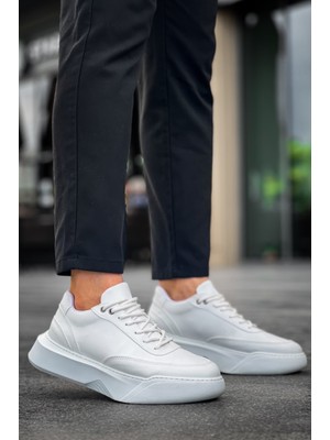 Ba0354 Günlük  Bağcıklı Erkek Yüksek Taban Beyaz Spor Ayakkabı