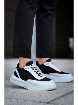 Ba0354 Günlük  Bağcıklı Erkek Beyaz Parçalı  Beyaz Yüksek Taban Spor Ayakkabı