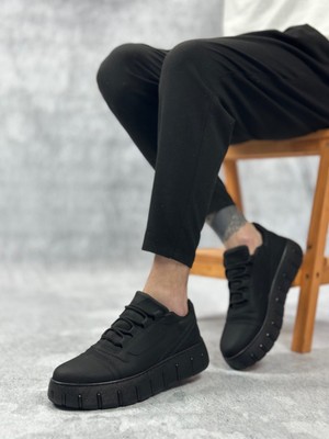 BA0666 Boa Siyah Yüksek Taban Erkek Günlük Ayakkabı
