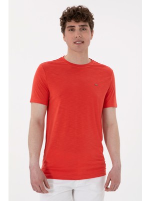 U.S. Polo Assn. Erkek Regular Fit Bisiklet Yaka Modal Kırmızı Basic Tişört 50298033-VR030