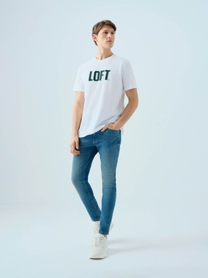 Loft Regular Fit Beyaz-Yeşil Erkek T-Shirt LF2040075