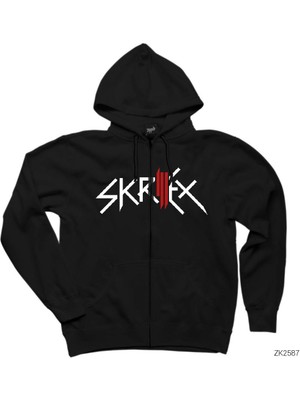 Skrillex High Logo Siyah Fermuarlı Kapşonlu Sweatshirt