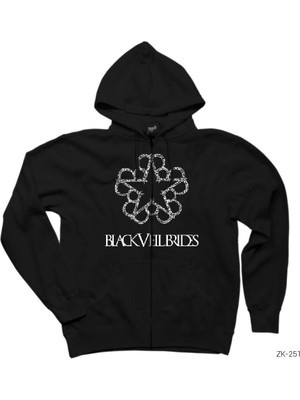 Black Veil Brides Logo Siyah Fermuarlı Kapşonlu Sweatshirt