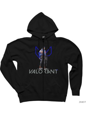 Valorant Yoru Siyah Fermuarlı Kapşonlu Sweatshirt