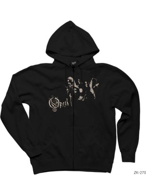 Opeth Group Siyah Fermuarlı Kapşonlu Sweatshirt