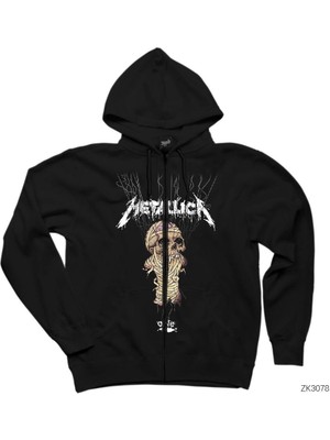Metallica One Siyah Fermuarlı Kapşonlu Sweatshirt