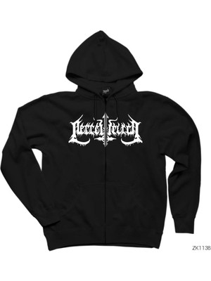 Necrowretch Logo Siyah Fermuarlı Kapşonlu Sweatshirt