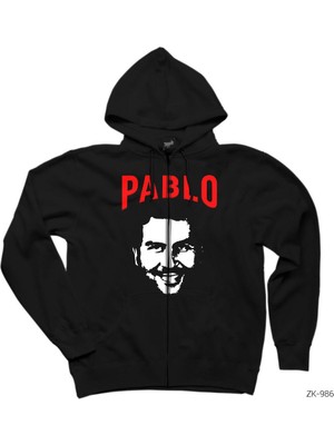 Narcos Pablo Siyah Fermuarlı Kapşonlu Sweatshirt
