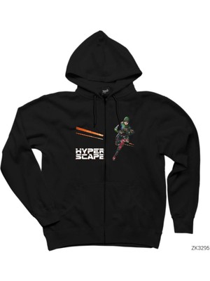 Hyper Scape Javi Siyah Fermuarlı Kapşonlu Sweatshirt