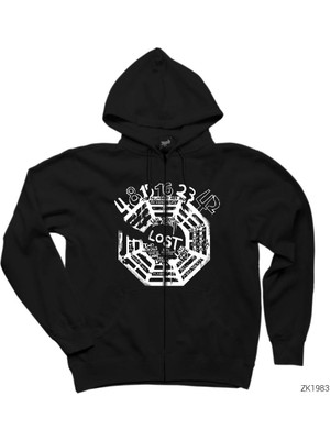 Lost 10TH Anniversary Siyah Fermuarlı Kapşonlu Sweatshirt