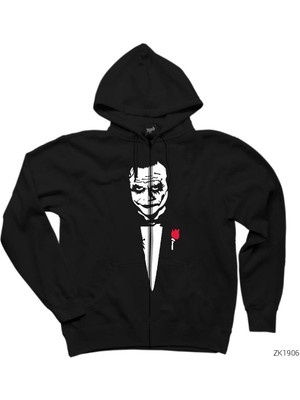 Joker Godfather Siyah Fermuarlı Kapşonlu Sweatshirt