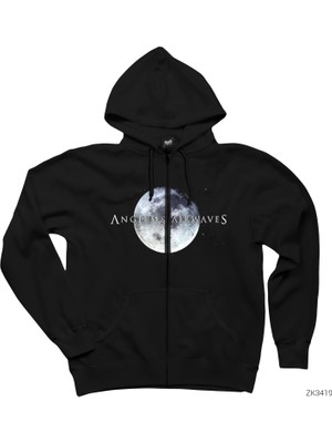 Angels And Airwaves Moon Siyah Fermuarlı Kapşonlu Sweatshirt