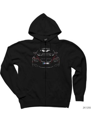 Bmw M5 Siyah Fermuarlı Kapşonlu Sweatshirt