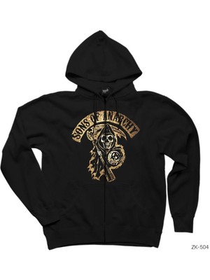 Sons Of Anarchy Gold Siyah Fermuarlı Kapşonlu Sweatshirt