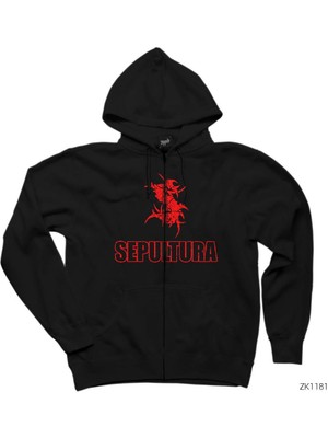 Sepultura Siyah Fermuarlı Kapşonlu Sweatshirt