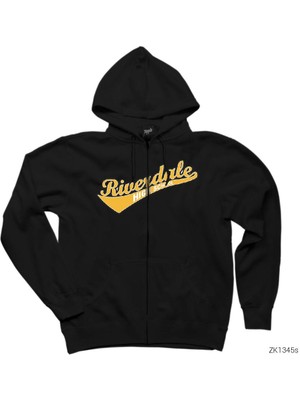 Riverdale High School Siyah Fermuarlı Kapşonlu Sweatshirt