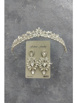 Hayalperest Boncuk Hayal Model Model Gelin Tacı ve Damla Taşlı Küpe