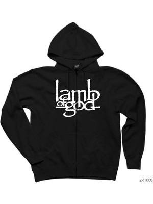 Lamb Of God Logo Siyah Fermuarlı Kapşonlu Sweatshirt