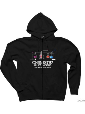 Kimyager Cooking Siyah Fermuarlı Kapşonlu Sweatshirt