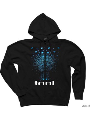 Tool Blue Face Siyah Fermuarlı Kapşonlu Sweatshirt