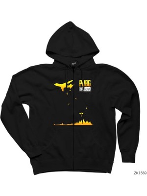 Pubg 98 Alive Siyah Fermuarlı Kapşonlu Sweatshirt