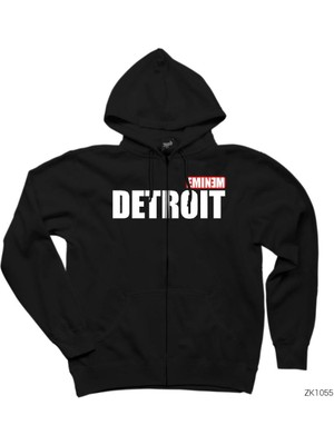 Eminem Detroit Siyah Fermuarlı Kapşonlu Sweatshirt