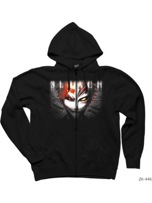 Bleach Siyah Fermuarlı Kapşonlu Sweatshirt