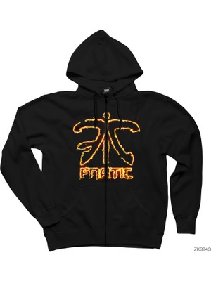 Fnatic Fired Up Siyah Fermuarlı Kapşonlu Sweatshirt