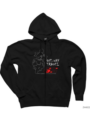 Bmw Gs 1200 One Way Travel Siyah Fermuarlı Kapşonlu Sweatshirt