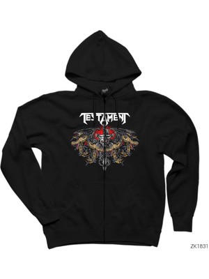 Testament Dark Roots Of Thrash Siyah Fermuarlı Kapşonlu Sweatshirt