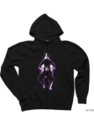 Avatar Meditating Aang Siyah Fermuarlı Kapşonlu Sweatshirt