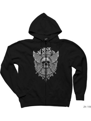 Amon Amarth Skull Axes Siyah Fermuarlı Kapşonlu Sweatshirt