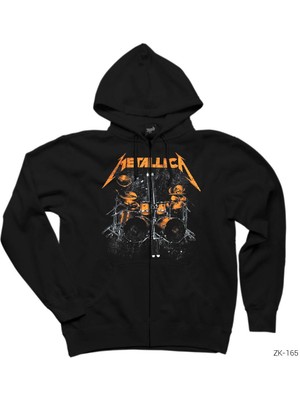 Metallica Lars Dum Siyah Fermuarlı Kapşonlu Sweatshirt