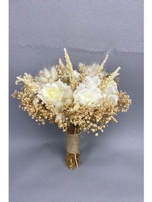 Hayalperest Boncuk Cipsolu ve Kuru Çiçekli Gelin Buketi